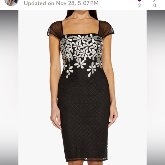 ADRIANNA PAPELL Laticce Embroidered Sheathe Dress - Picture 6 of 13